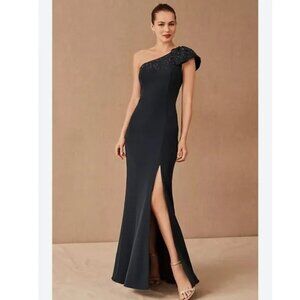 Aidan Mattox Ryanne Dress - Anthropologie - Size 12 US - Navy Blue